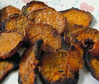 baked, sweet potato, chips, vegan, healthy snack