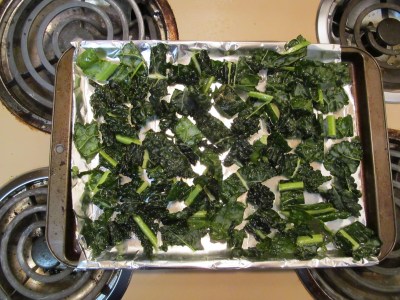 kale, kale chips, garlic salt, olive oil, healthy snack