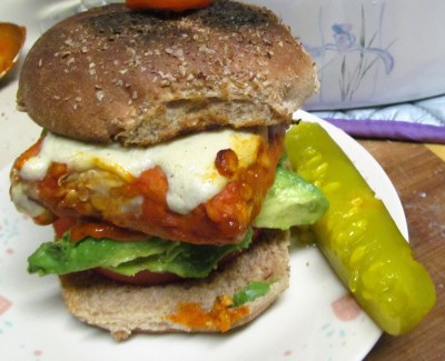 buffalo tempeh burger chicken avocado tomato havarti cheese dill pickle buffalo tempeh burger chicken avocado tomato havarti cheese dill pickle